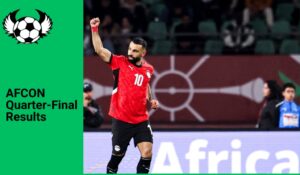 Mo Salah celebrates after scoring the winner.