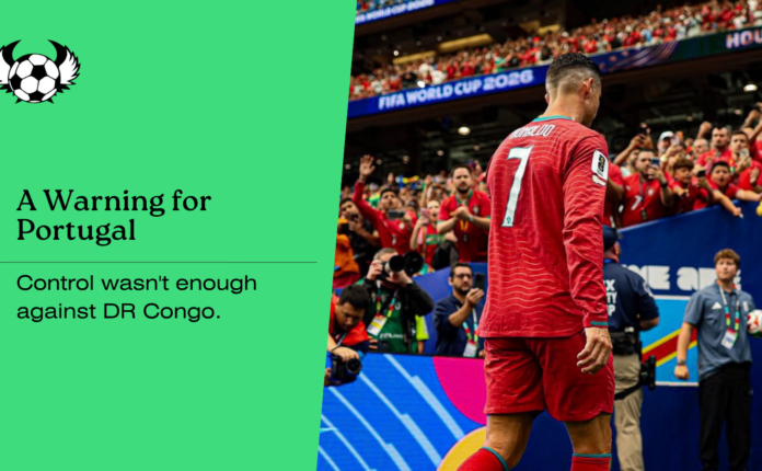 Portugal players react during the 1-1 FIFA World Cup 2026 group-stage draw against DR Congo as concerns emerge over their attacking performance and qualification path.